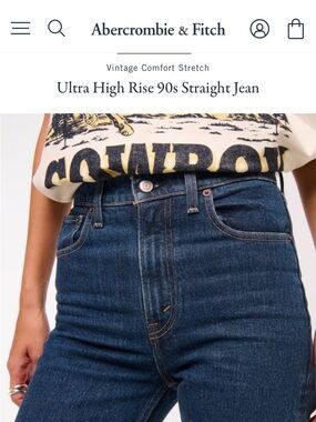 Abercrombie & Fitch Ultra High Rise 90s Straight Jeans in Dark Blue Denim